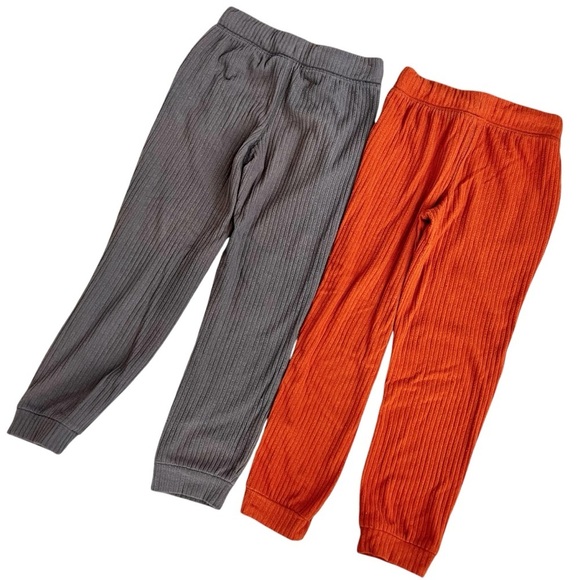 2 Pairs Cat & Jack Ribbed Terry Joggers Pockets Gray & Cayenne Size S 6/6X - Picture 3 of 6